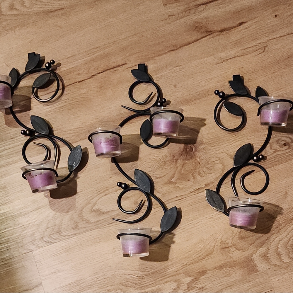 Black and Purple Wall Candle Holder Set